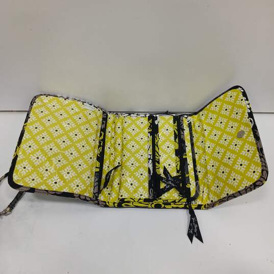 Vera Bradley Black Yellow & White Quilted Floral Pattern Makeup Bag & Wallet image number 4