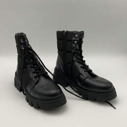 Mens Adie 2 Black Leather Round Toe Lace-Up Mid Calf Combat Boots Size 10 M