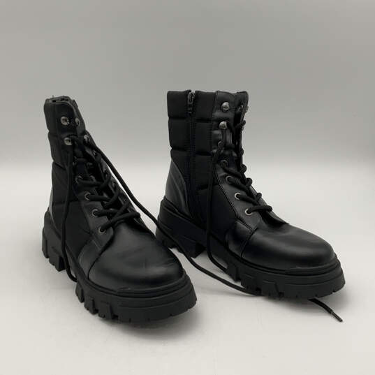 Mens Adie 2 Black Leather Round Toe Lace-Up Mid Calf Combat Boots Size 10 M image number 1