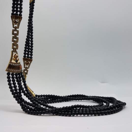 Heidi Daus Gold Tone Black Beads Crystal 40 Inch Necklace 240.0g image number 6
