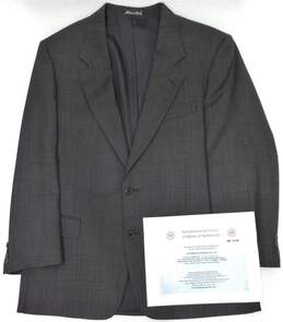 Grey Glen Plaid Virgin Wool Blend Suit Jacket Blazer Mens EU 44 With COA