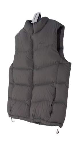 Mens Gray Pockets Sleeveless Full Zip Puffer Vest Free Size alternative image