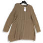 NWT Womens Tan Knitted Long Sleeve Side Slit Pullover Sweater Size 1X image number 1