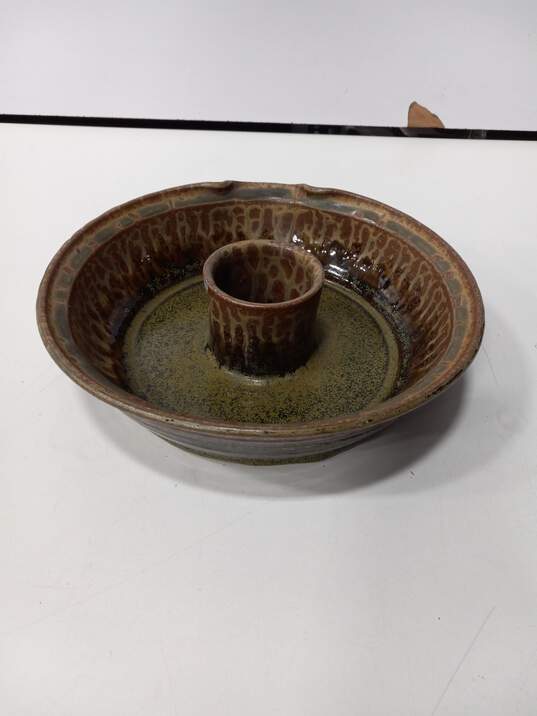 Handmade Green & Brown Pottery Bowl image number 1