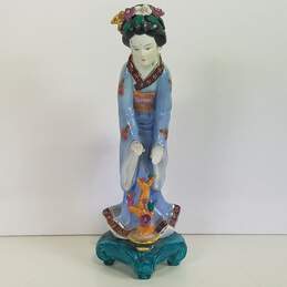 Porcelain Asian Figurine  / Mid Century 12.5 in,. High Stature