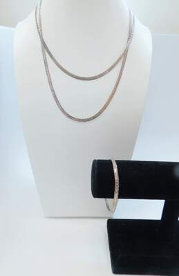 Artisan 925 Stamped Textured Bismarck Chain Layering Necklaces & Bracelet Set 23g