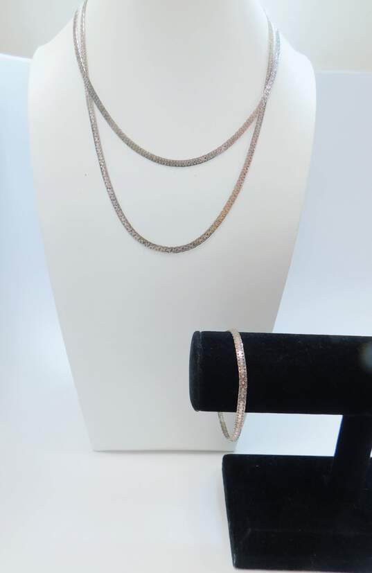 Artisan 925 Stamped Textured Bismarck Chain Layering Necklaces & Bracelet Set 23g image number 1