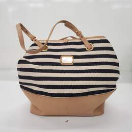 UGG Black & White Striped Knit Tote Bag