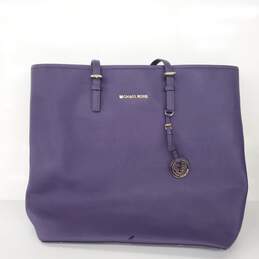 Michael Kors Large Purple Saffiano Leather Tote Handbag