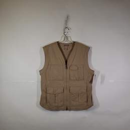 Mens Sleeveless Flap Pockets Hunting Full-Zip Vest Jacket Size Medium