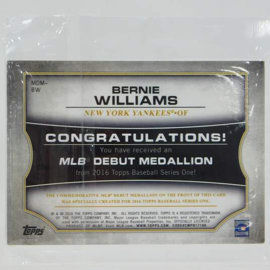 2016 Bernie Williams Topps MLB Debut Medallion NY Yankees image number 2