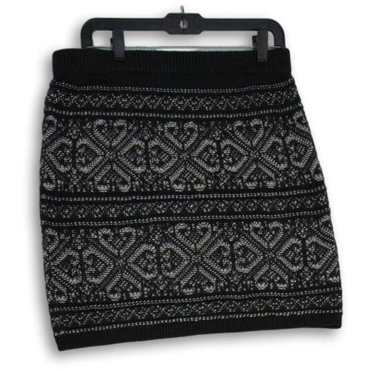 Maurices Womens Black White Aztec Knitted Elastic Waist Pull-On Mini Skirt Sz L image number 2