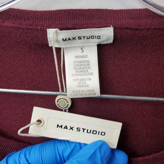 Women's Maroon Red Max Studio Size S Midi Dress Linen Blend image number 4