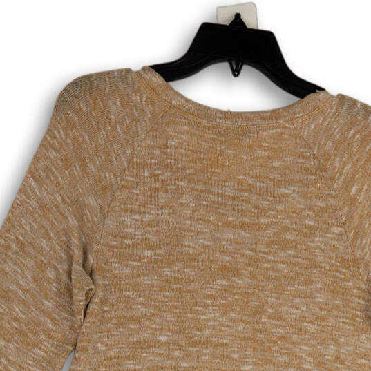Womens Brown Long Raglan Sleeve Pullover Asymmetrical Hem Tunic Top Size M image number 4