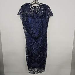 Navy Blue Crochet Floral Print Dress