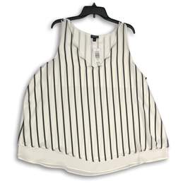 NWT Torrid Womens White Black Georgette Striped Double Layer Swing Tank Top 2P