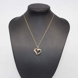 10K Yellow & White Gold Diamond Accent Heart Pendant Necklace - 2.9g