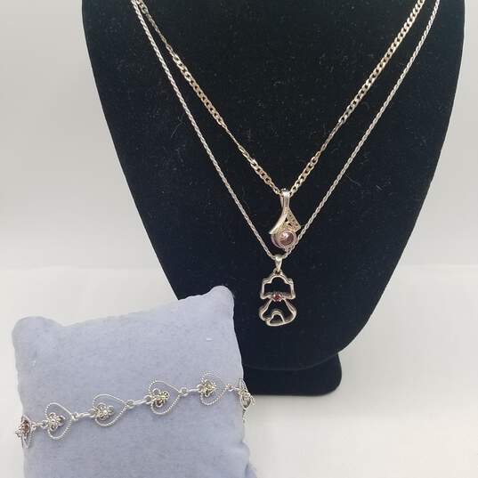 Sterling Silver Multi Gemstone Pendant/Necklace/Bracelet Bundle 3 Pcs 13.8g image number 1