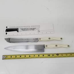 Cutco White Handled Kitchen Knives Set - 1722 JB Butcher Knife & 1725 Chef Knife
