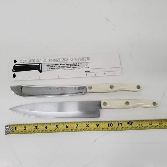 Cutco White Handled Kitchen Knives Set - 1722 JB Butcher Knife & 1725 Chef Knife image number 1