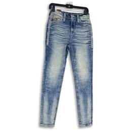 Womens Light Blue Denim Medium Wash 5-Pocket Design Skinny Jeans Size 26