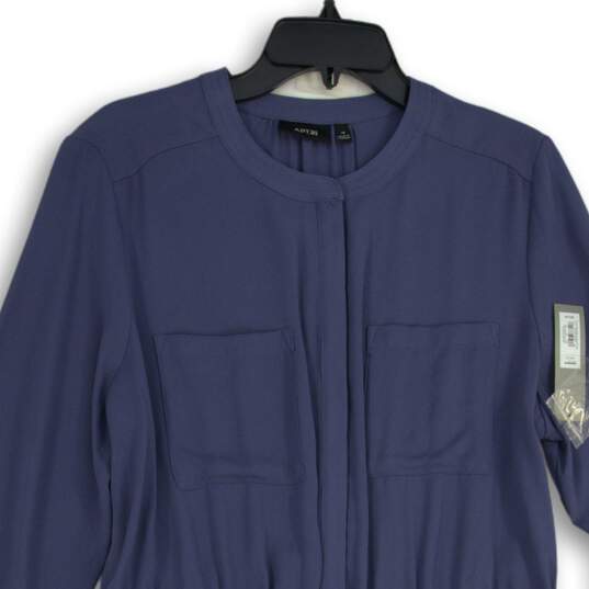 NWT APT.9 Womens Blue Round Neck Long Sleeve Tie Front A-Line Dress Size 16 image number 3