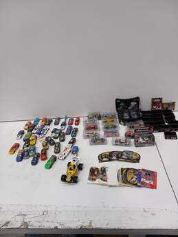 6LB Bulk Lot of Assorted Toy Cars, Stands, & Trading Cards