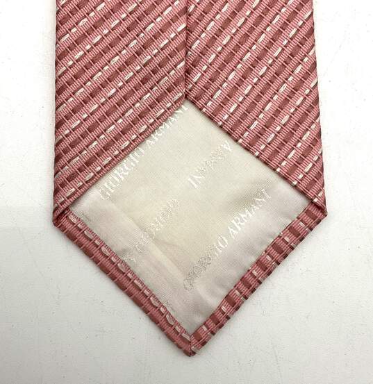 Giorgio Armani Coral Pink Textured Stripe Silk Tie image number 3