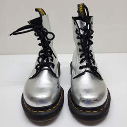 Dr. Martens PASCAL MET Combat Boots Metallic Silver Leather Women's  Size 5