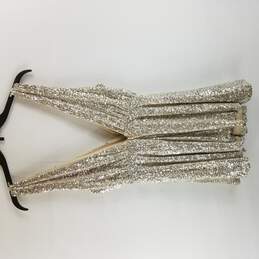 Windsor Women Cream Silver Shimmer Sleeveless Dress S NWT alternative image