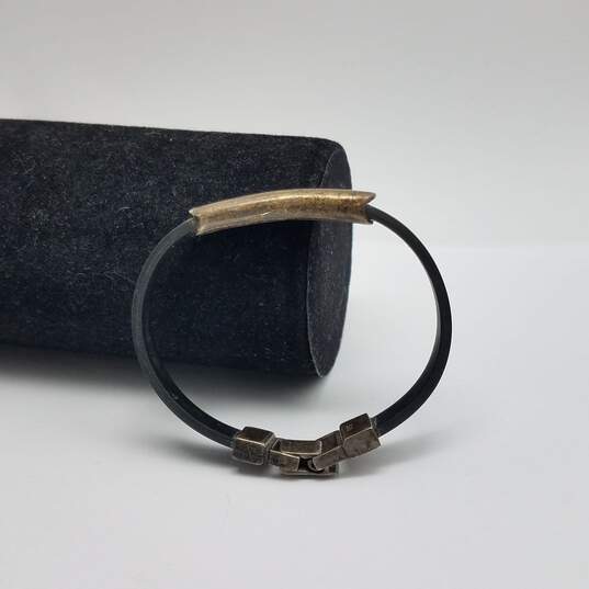 Sterling Sliver Rubber Signet 6.5" Bracelet 14.4g image number 3
