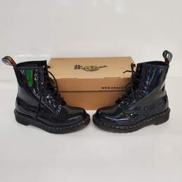 Dr Martens 1460 Black Rainbow Patent Leather Boots W/Box Women's Size 5