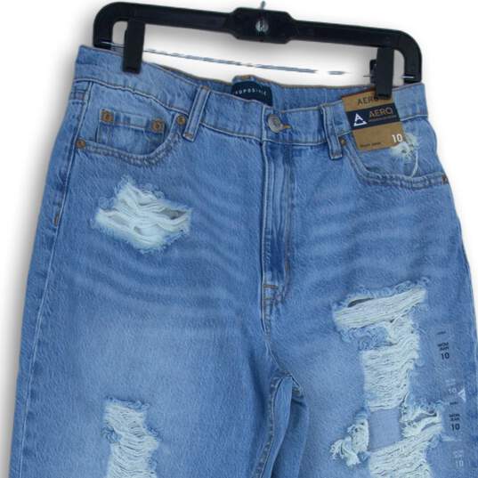 NWT Aeropostale Womens Light Blue Distressed 5-Pocket Design Mom Jeans Size 10 image number 3