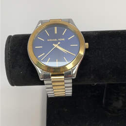 Designer Michael Kors MK-3479 Two-Tone Round Blue Dial Analog Wristwatch