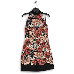 Womens Multicolor Floral Sleeveless Halter Neck Short A-Line Dress Size M