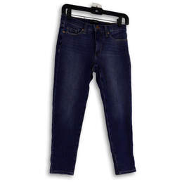 Womens Blue Denim Medium Wash Stretch Pockets Skinny Leg Jeans Size 26P