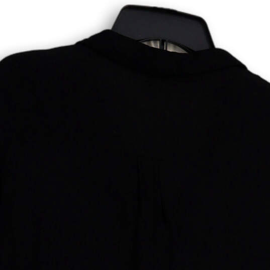 Womens Black Short Sleeve Notch Collar Regular Fit Button-Up Shirt Size L image number 4