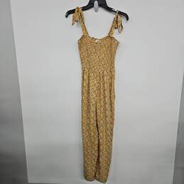 Holister Yellow Floral Print Convertible Sleeve Jumpsuit
