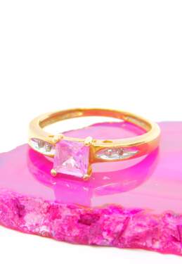 10k Yellow Gold Pink Sapphire & Diamond Accent Ring 2.4g alternative image