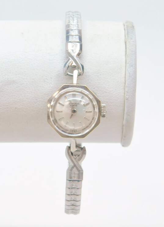 Ladies Vintage Universal Geneve 14K White Gold Case 17 Jewels Swiss Wrist Watch 12.6g image number 3