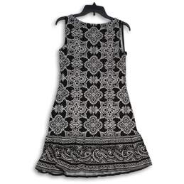 NWT Womens Black Geometric Split Neck Sleeveless Short A-Line Dress Size S alternative image