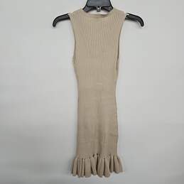 Tan Ruffle Hem Ribbed Knit Sleeveless Dress alternative image