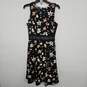 Black Floral Print Sleeveless Back Zip Up Dress image number 1
