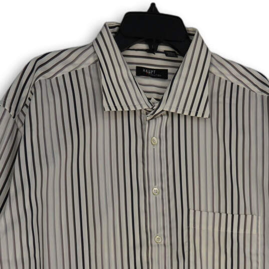 Mens Brown Gray Striped Long Sleeve Spread Collar Button-Up Shirt Size XXL image number 3