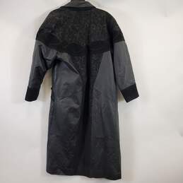 Winlit Women Black Vintage Leather Trench Coat L alternative image