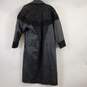 Winlit Women Black Vintage Leather Trench Coat L image number 2