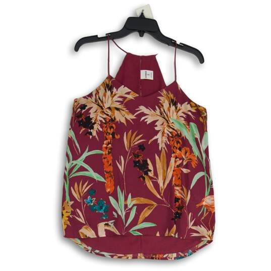 Express Womens Multicolor Floral Sleeveless Keyhole Back Blouse Top Size M image number 1