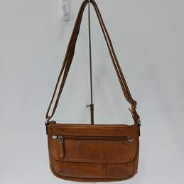 Womens Brown Leather Strap Outer Zipped Pocket Crossbody Crosstown ZB2837 Bag alternative image