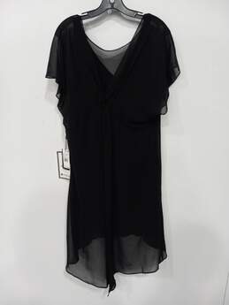 Adrianna Papell Women's Black Chiffon Overlay Draped Dress Size L with Tags alternative image