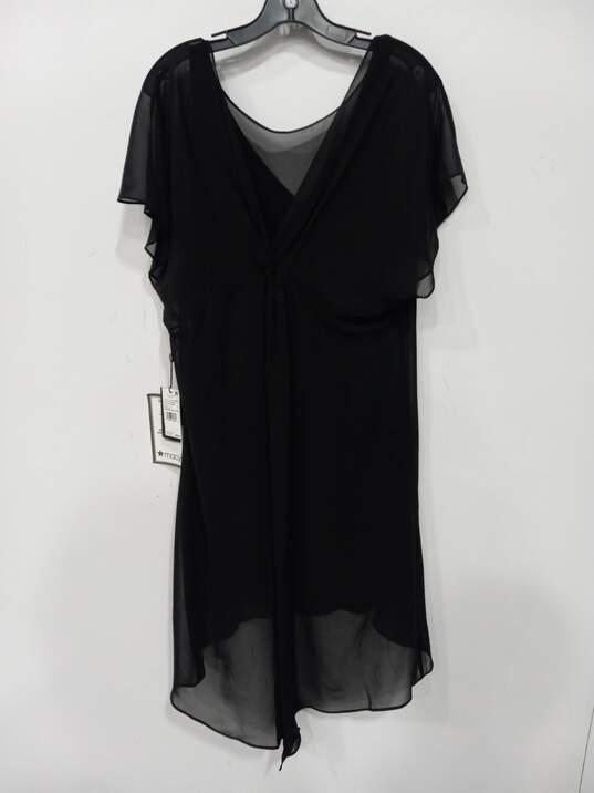 Adrianna Papell Women's Black Chiffon Overlay Draped Dress Size L with Tags image number 2